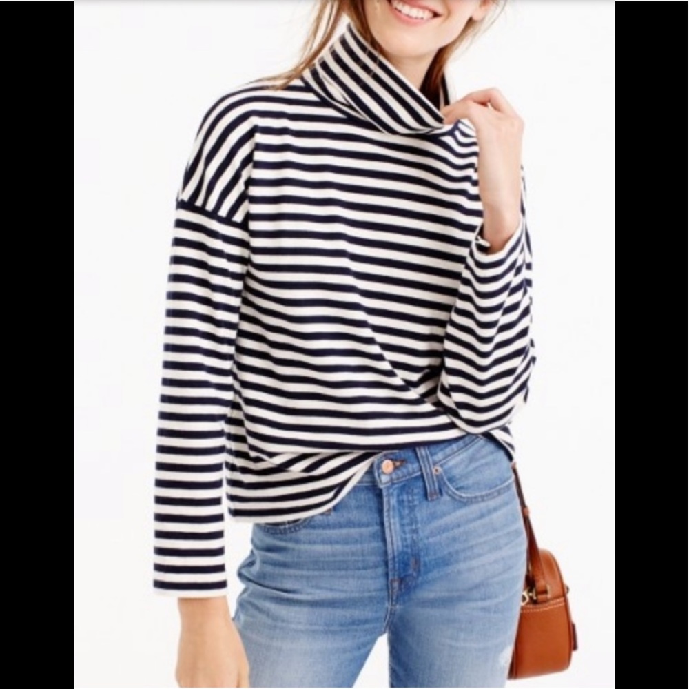 J Crew oversized striped turtleneck